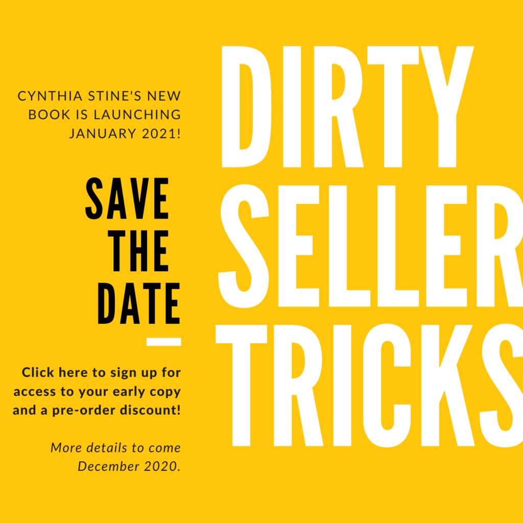 Cynthia Upcoming Book - Dirty Seller Tricks , graphic Poster