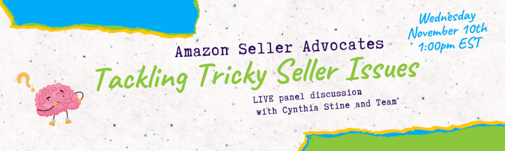 A digital poster of eGrowth's Live Panel Discussion entitled Amazon Seller Advocates Tackling Tricky Seller Issues